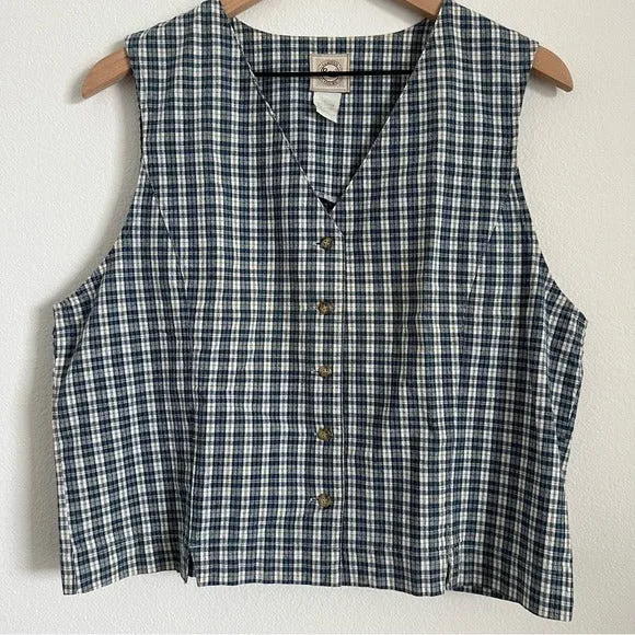 G.H Bass & Co. Vintage Plaid Cotton Button Front Vest