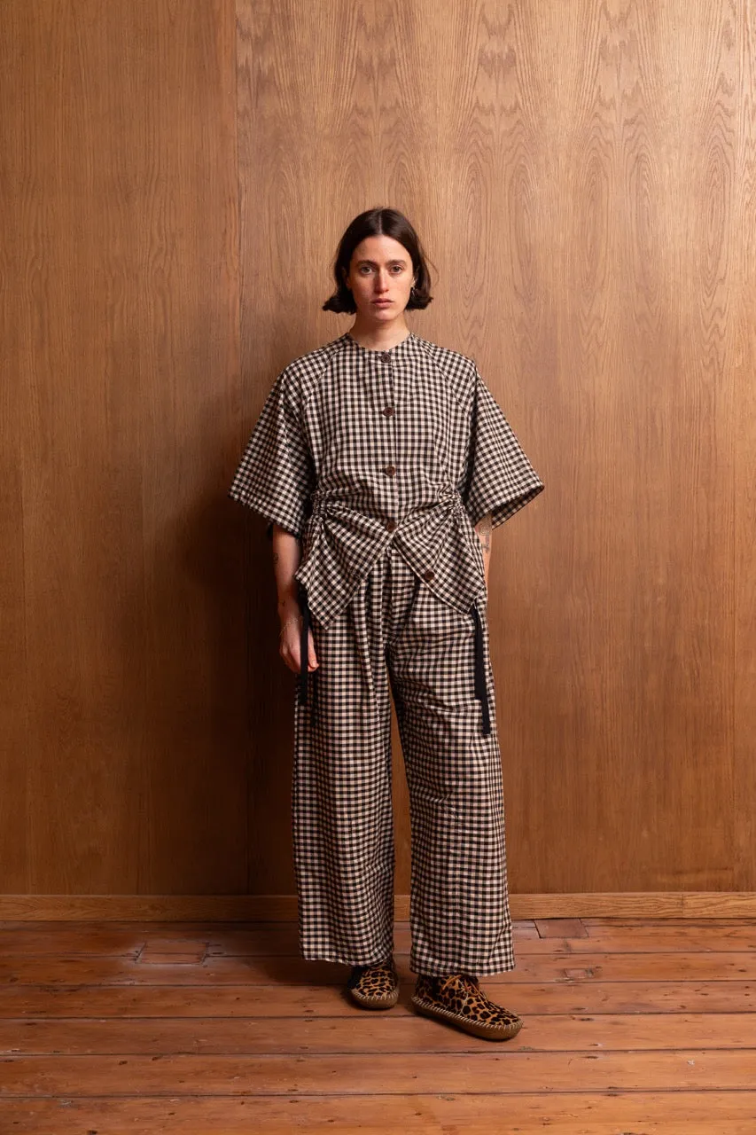 Gingham Kinchaku Pants