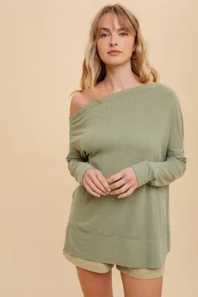 Green Asymmetrical Tunic Top