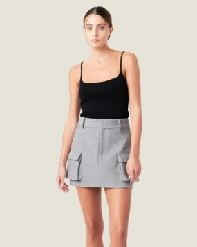 Grey Wool Cargo Mini Skirt
