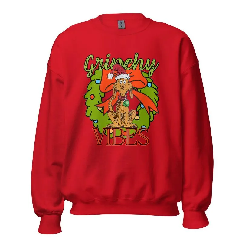 Grinchy Vibes Crewneck Pullover Sweatshirt