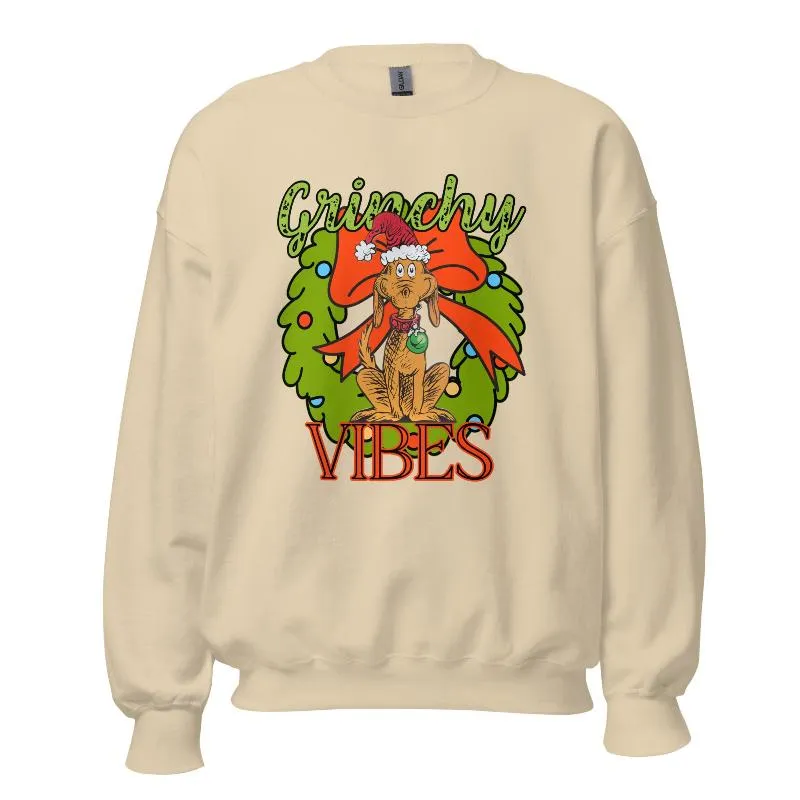 Grinchy Vibes Crewneck Pullover Sweatshirt