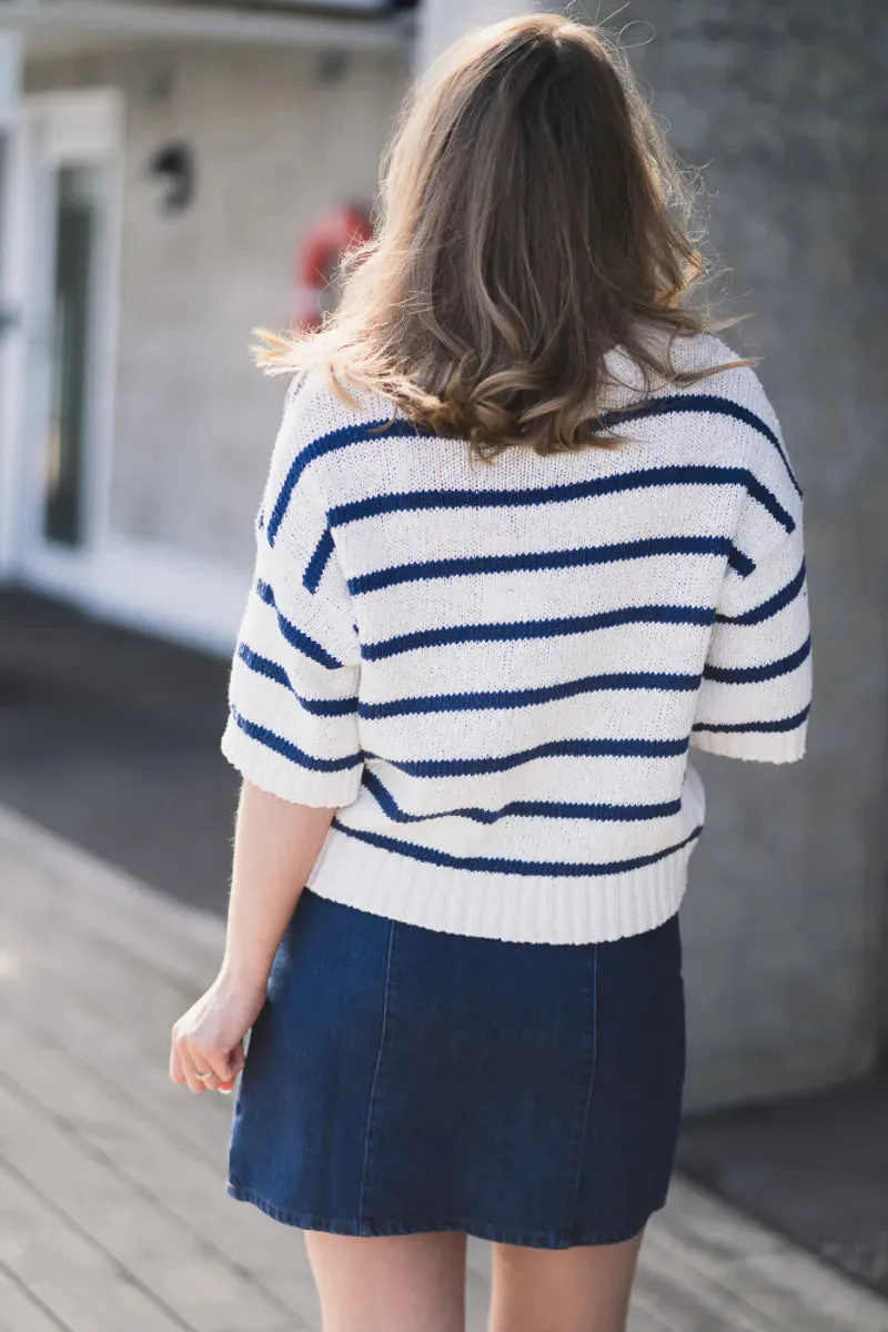 Hannalie 2/4 Pullover - Egret/Oceana