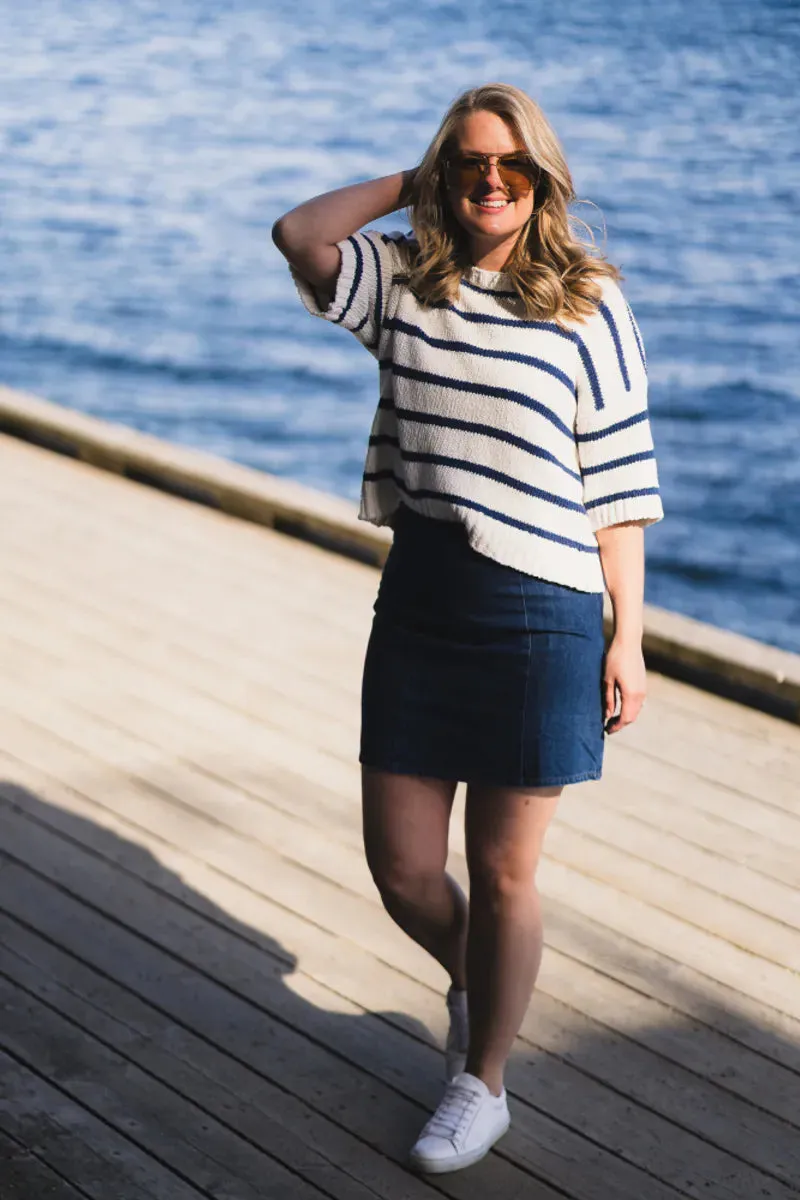 Hannalie 2/4 Pullover - Egret/Oceana