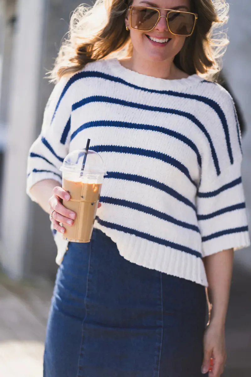 Hannalie 2/4 Pullover - Egret/Oceana