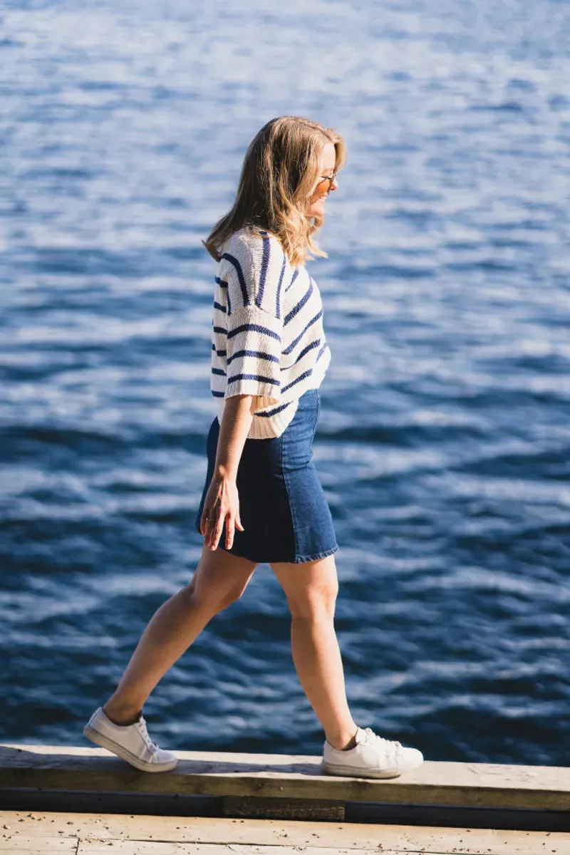 Hannalie 2/4 Pullover - Egret/Oceana