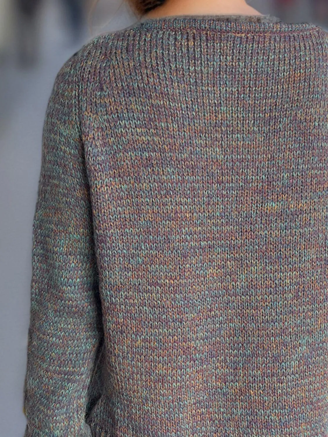 Heathered Colorful Sweater V-Neck Long Sleeve Basic Style Pullover