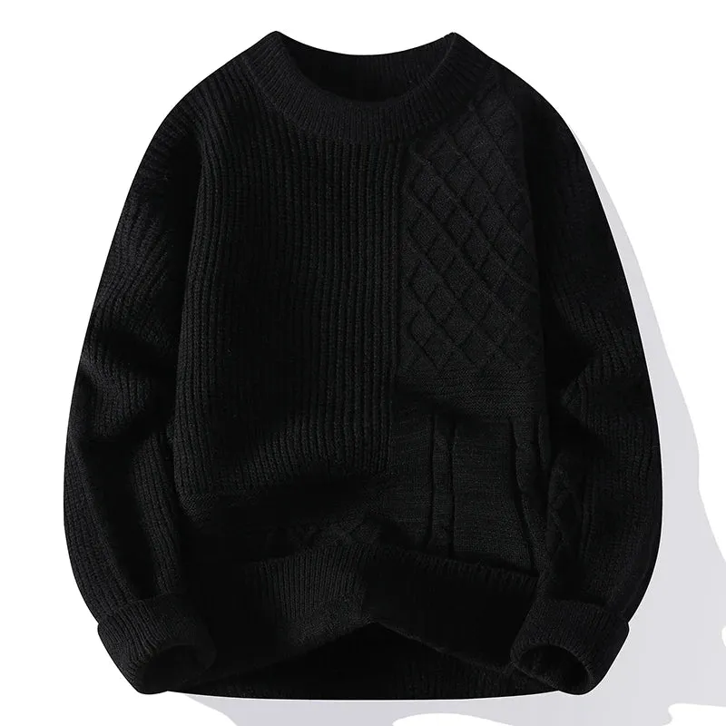 Herbst Winter Oansatz Pullover Männer Gestrickte Pullover Einfarbig Casual Warme Stricken Pullover Herren Mode Jugendliche Vitalität Pullover
