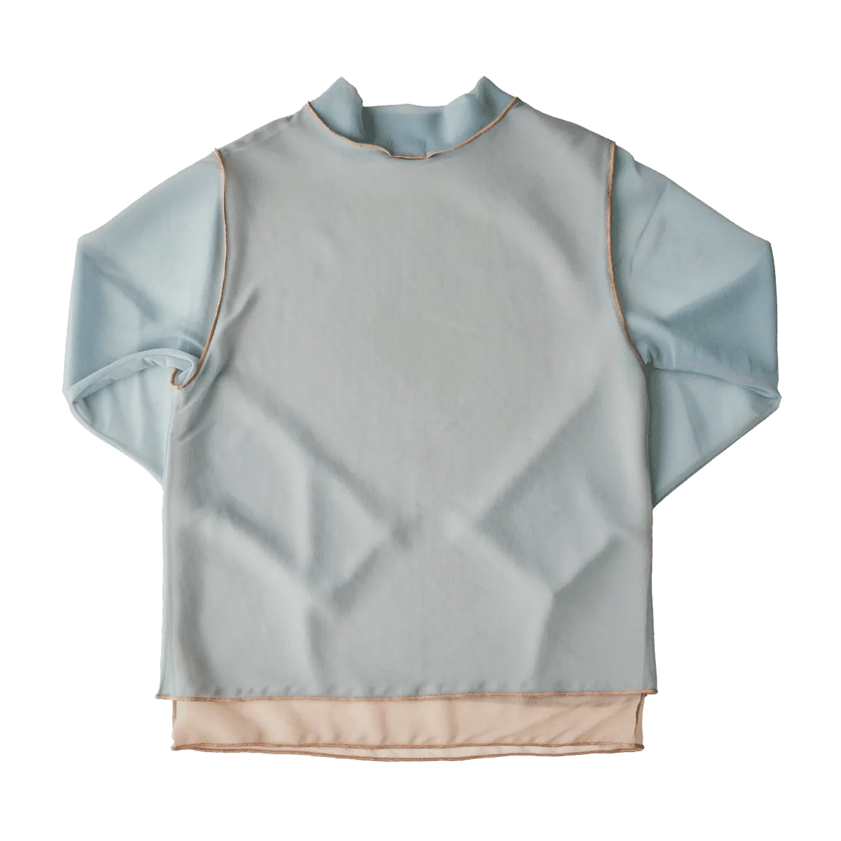 High Neck Pullover / Lightbeige × Blue