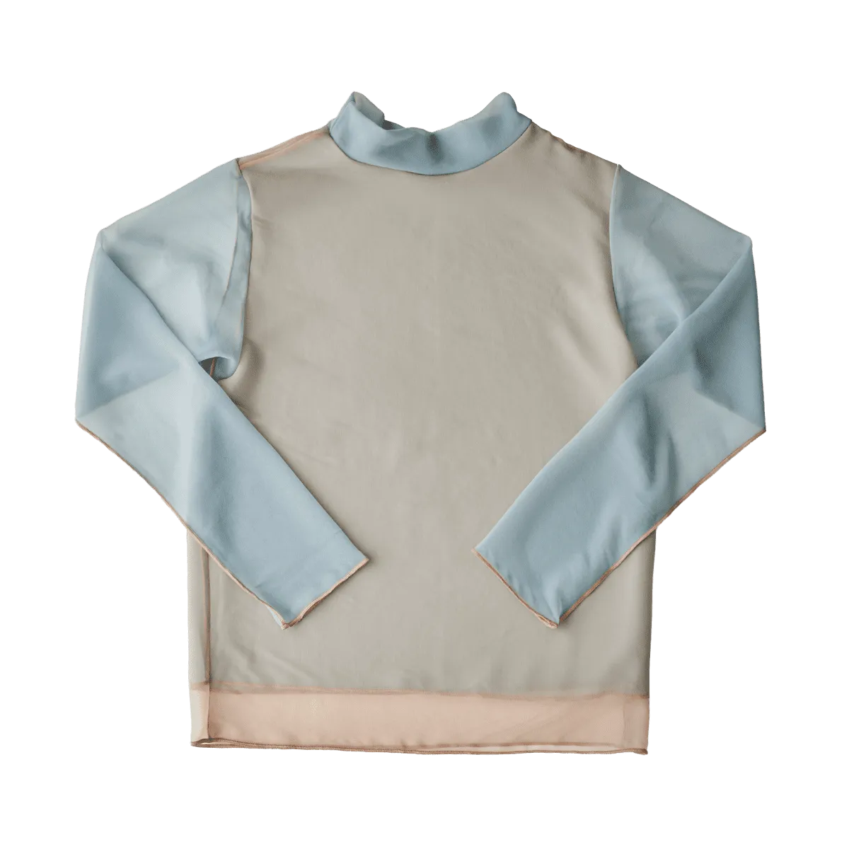 High Neck Pullover / Lightbeige × Blue