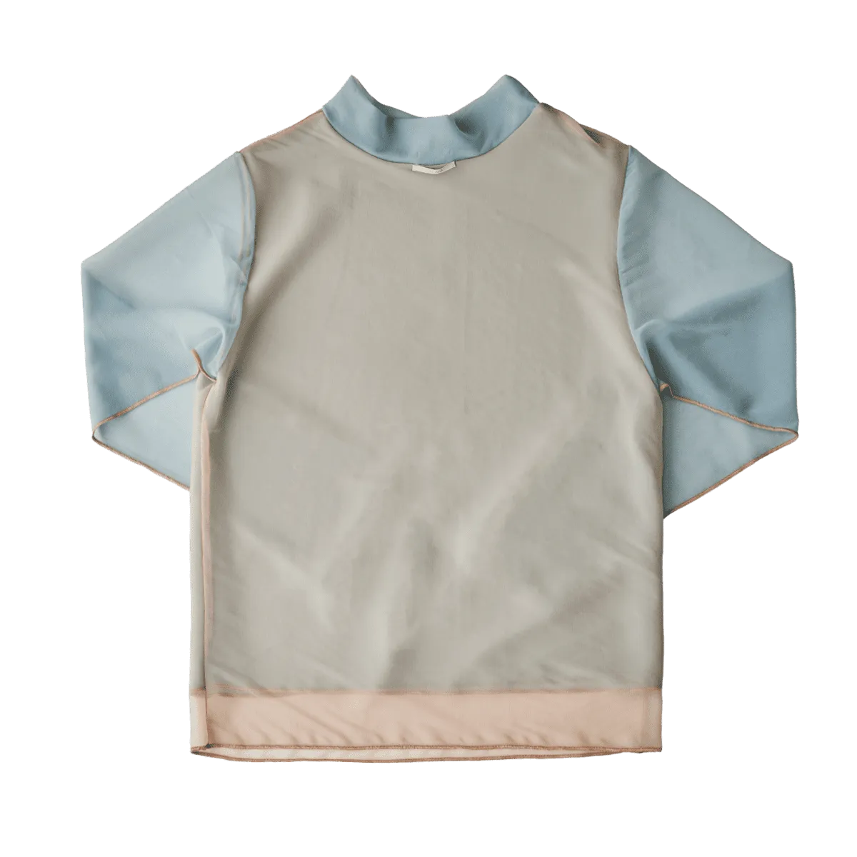 High Neck Pullover / Lightbeige × Blue