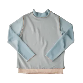 High Neck Pullover / Lightbeige × Blue