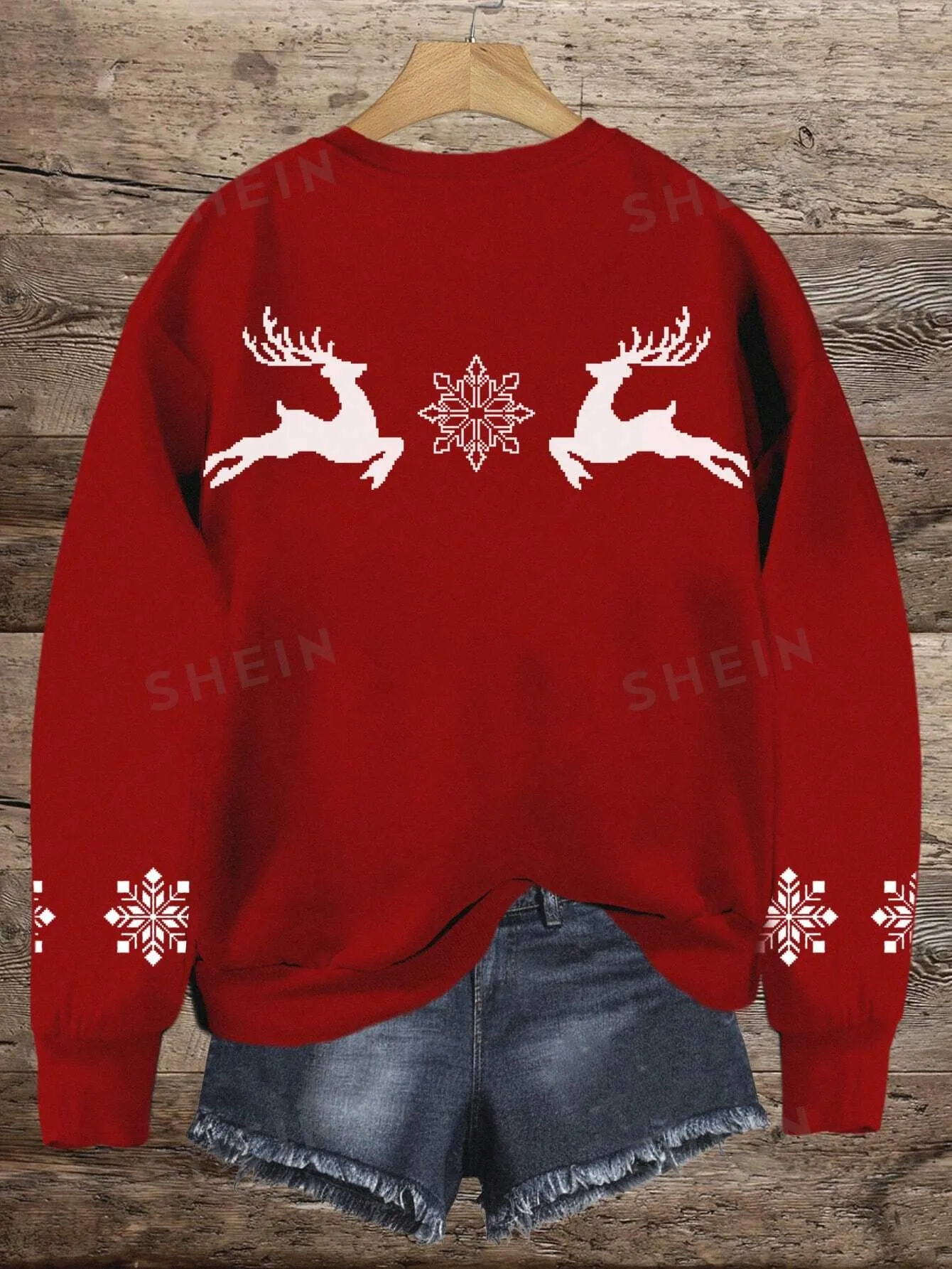 Icelandic pullover sweater|Women's Christmas Reindeer Pattern Fleece Lined Crew Neck Casual Pullover Sweatshirt
