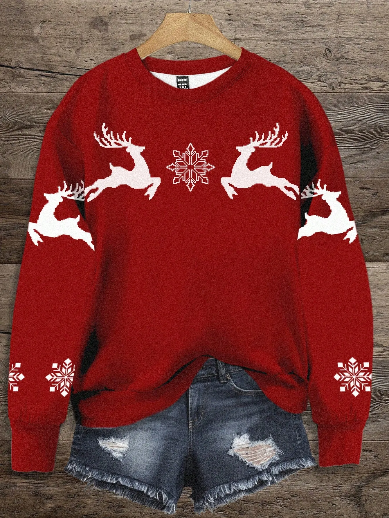 Icelandic pullover sweater|Women's Christmas Reindeer Pattern Fleece Lined Crew Neck Casual Pullover Sweatshirt
