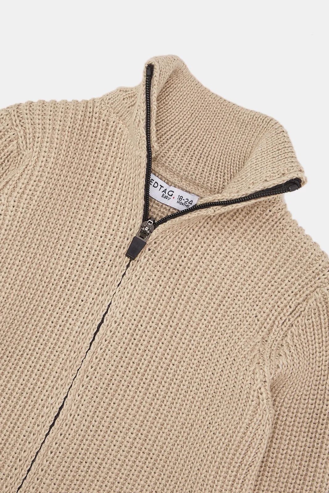 Infant Boys Brown Zip Through High Neck Pullover