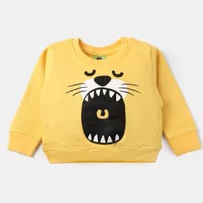 Infant Boys Fleece Sweatshirt Lion Face-Yellow