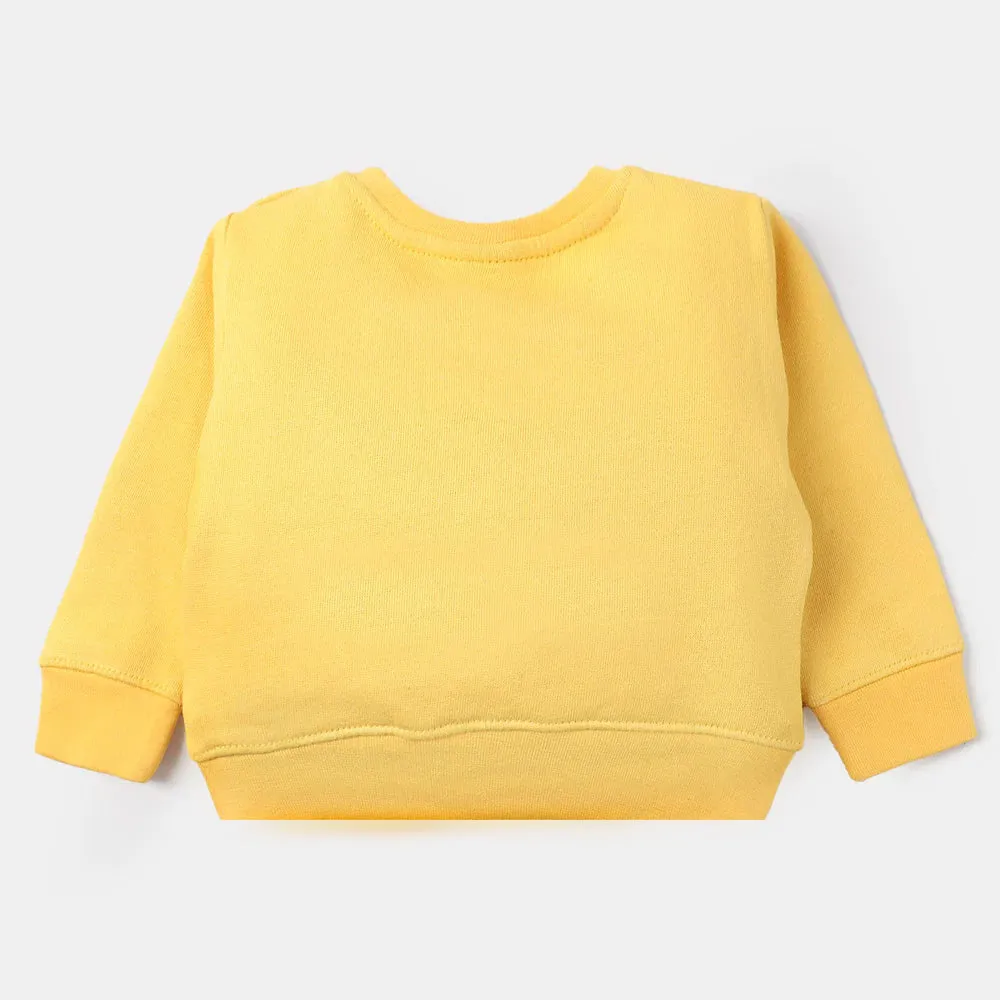 Infant Boys Fleece Sweatshirt Lion Face-Yellow