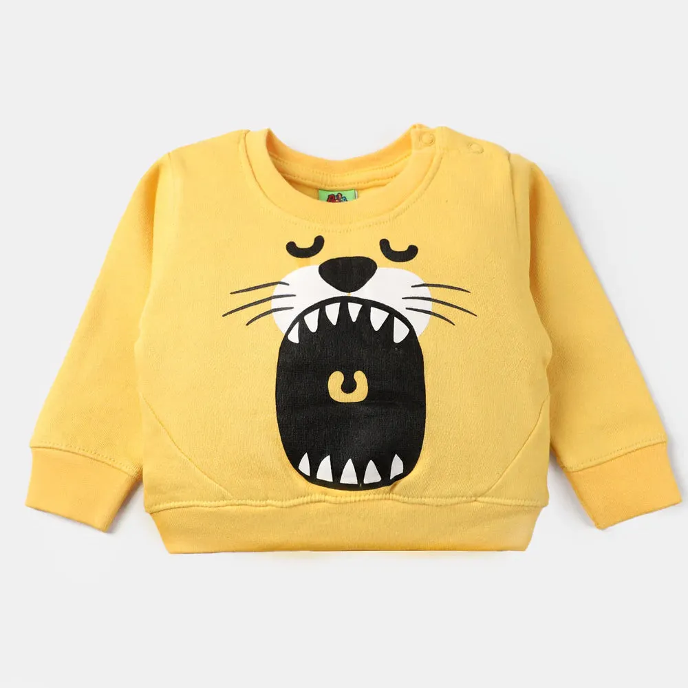 Infant Boys Fleece Sweatshirt Lion Face-Yellow