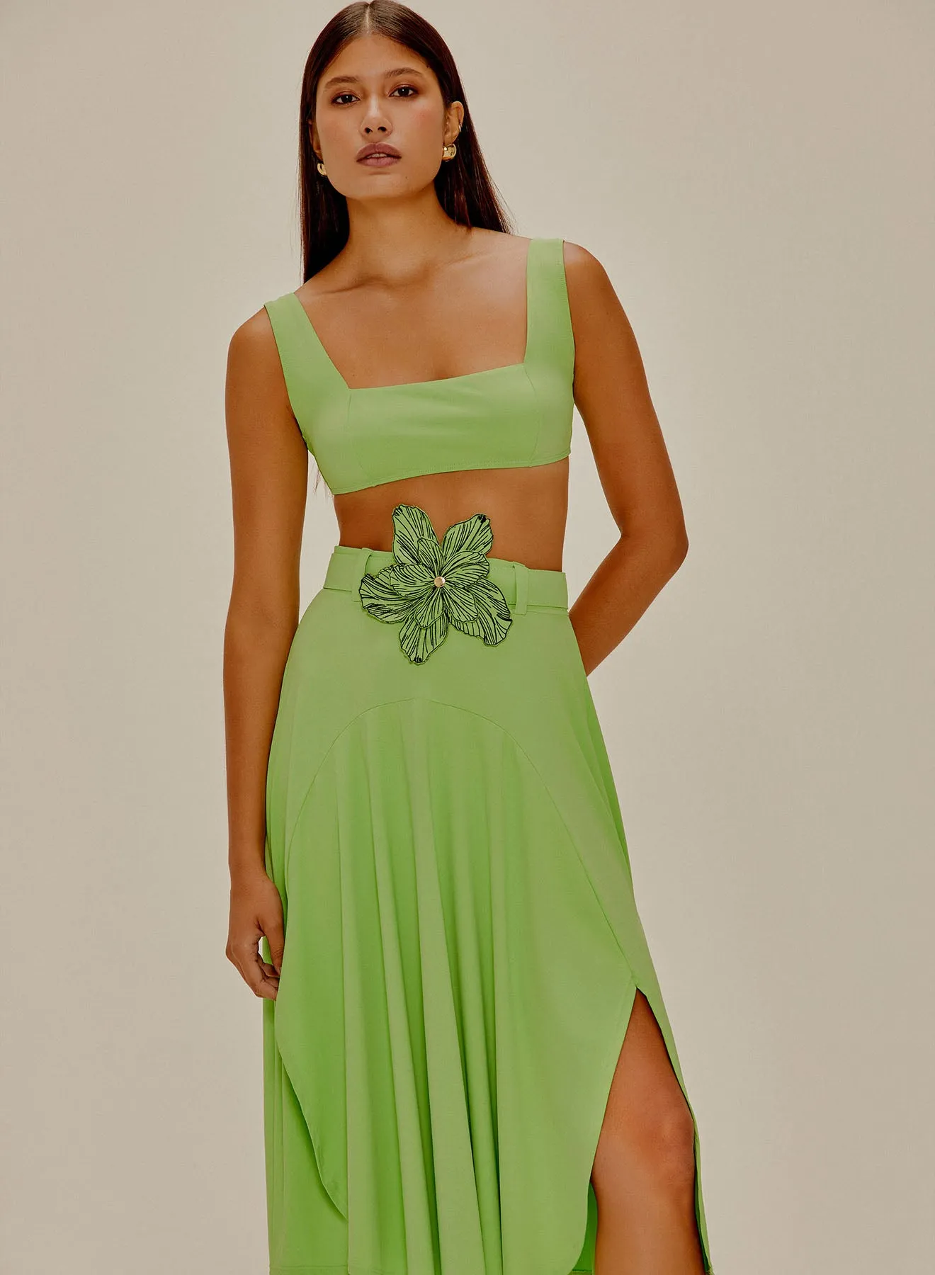 Iris Flower Midi Skirt