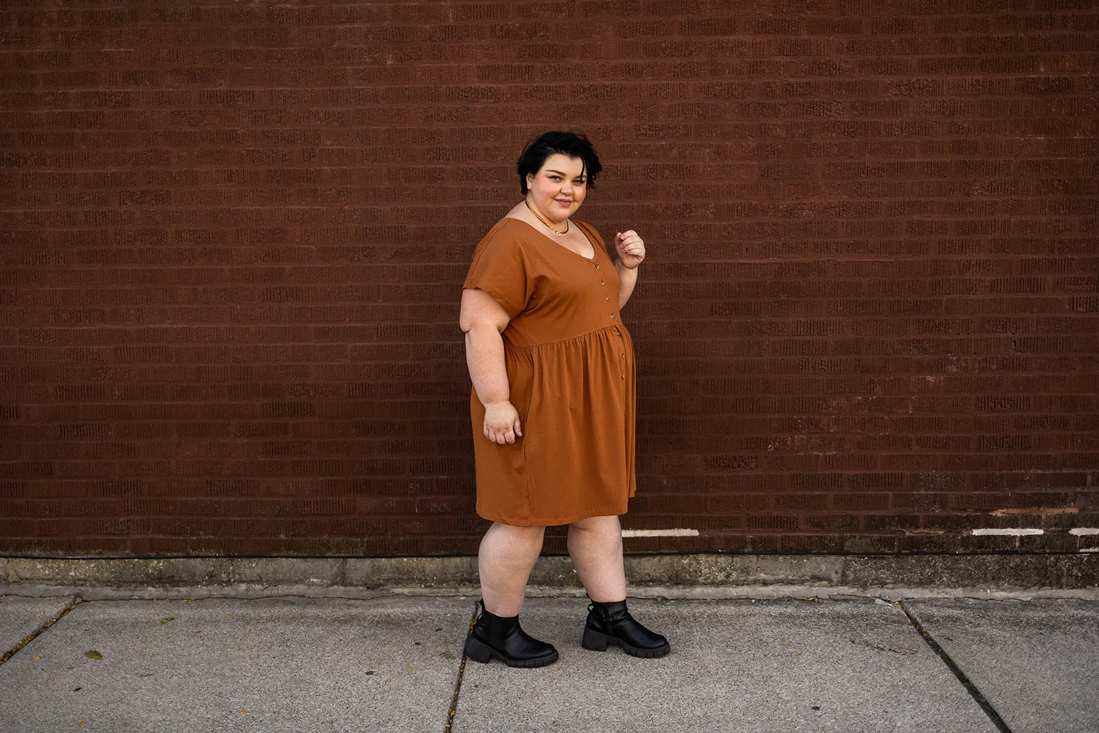 josie dress in camel