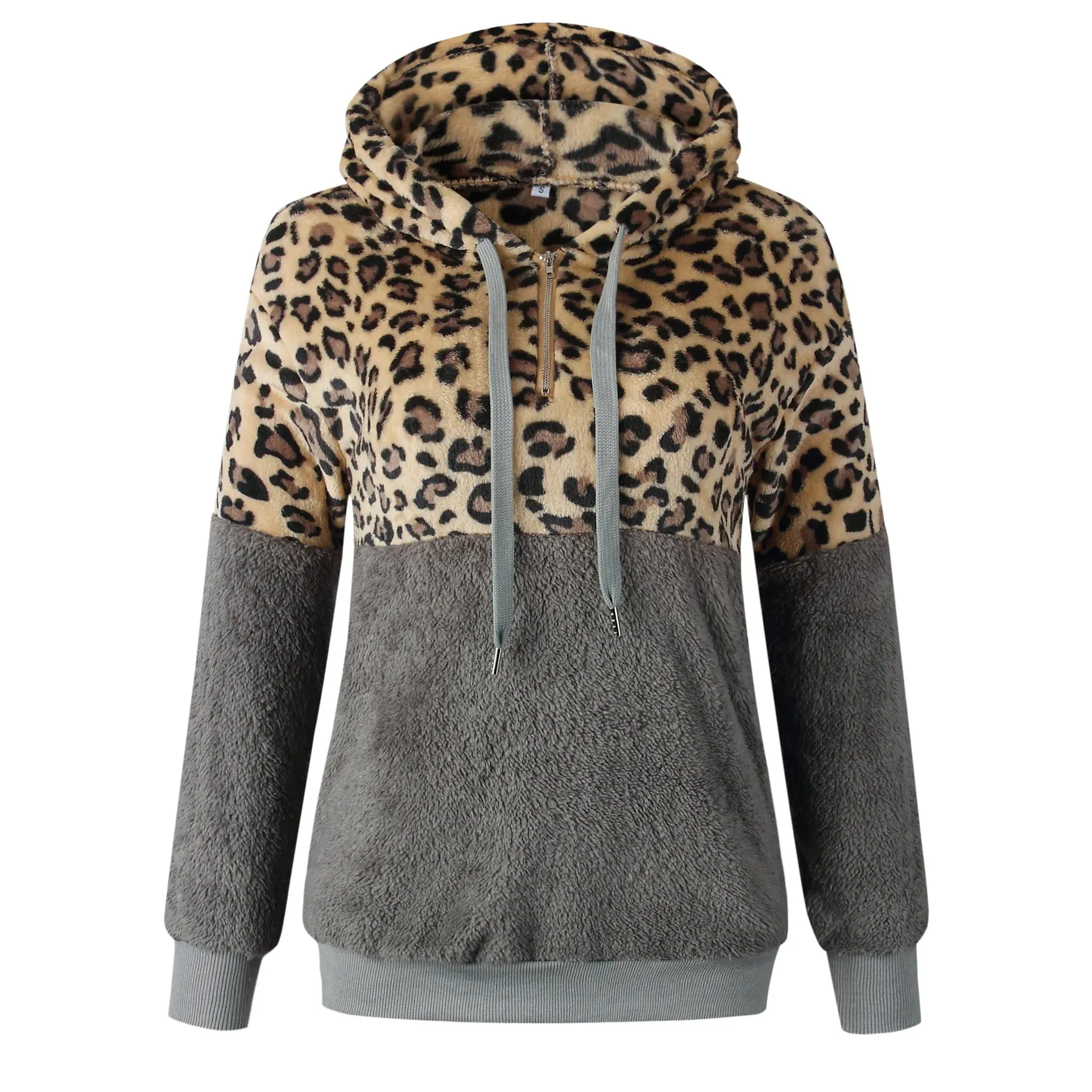 Kiamia - Sweat à capuche léopard avec poche zippée