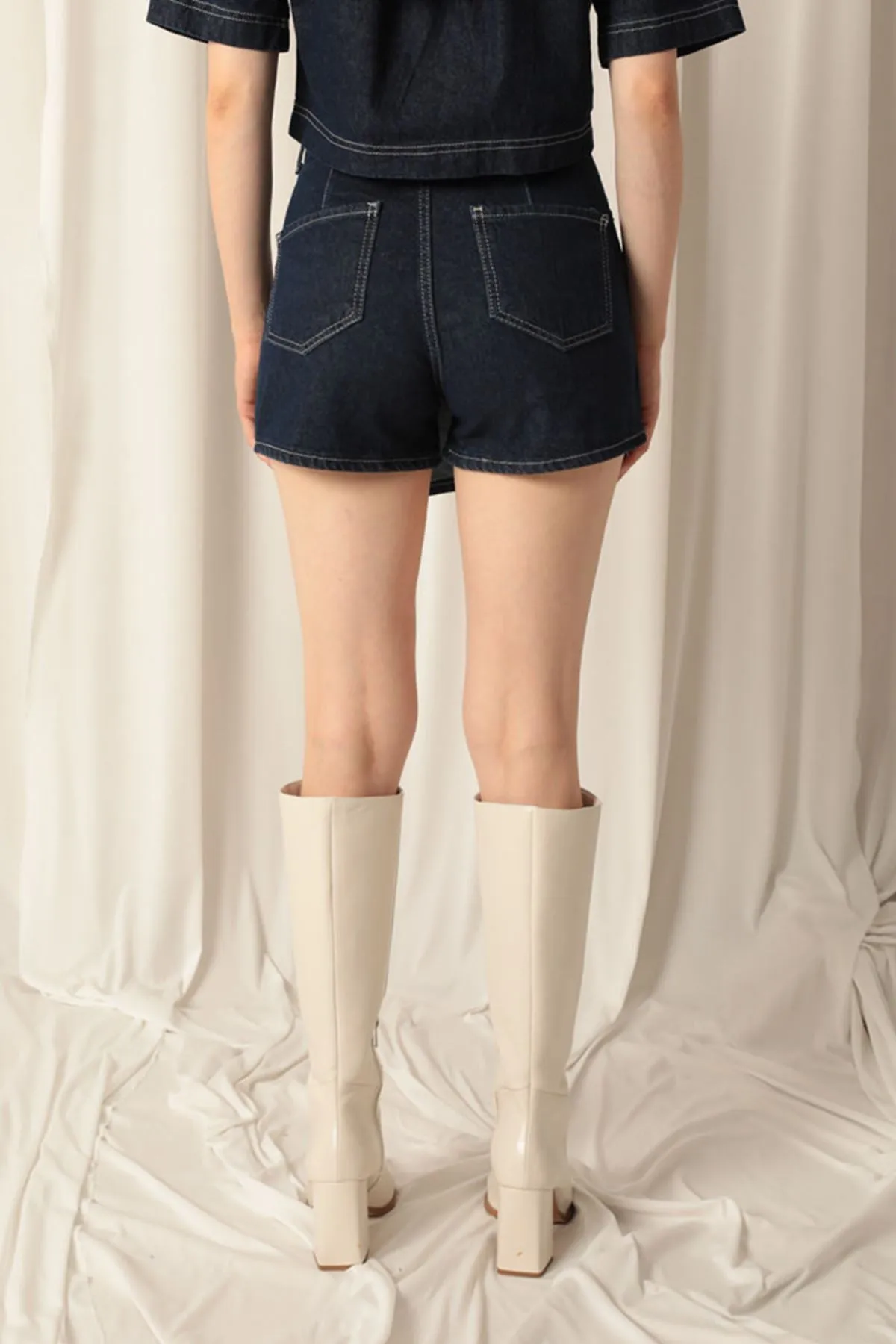 KKT Denim Fabric Women Navy Blue Skirt Shorts - Châteauroux