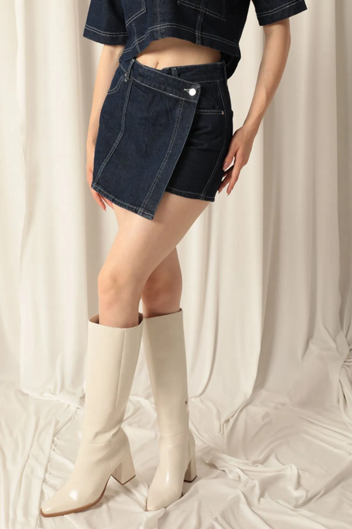 KKT Denim Fabric Women Navy Blue Skirt Shorts - Châteauroux