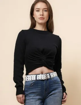 Ladies Knit Thiny See Sheer Pullover Blouse SKT4865