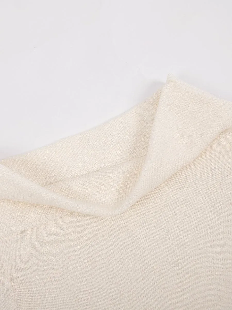 Ladies Solid Color Knit Off Shoulder Pullover Blouse SKT4854