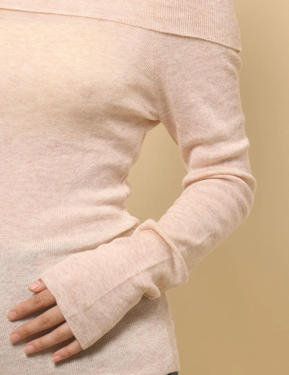 Ladies Solid Color Knit Off Shoulder Pullover Blouse SKT4854