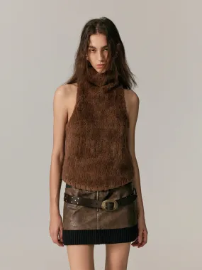Leather&Knit Nichi Trapezoid Vintage Mini-Skirt