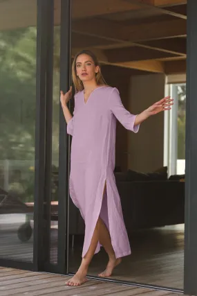 Long linen tunic dress lilac - Carol