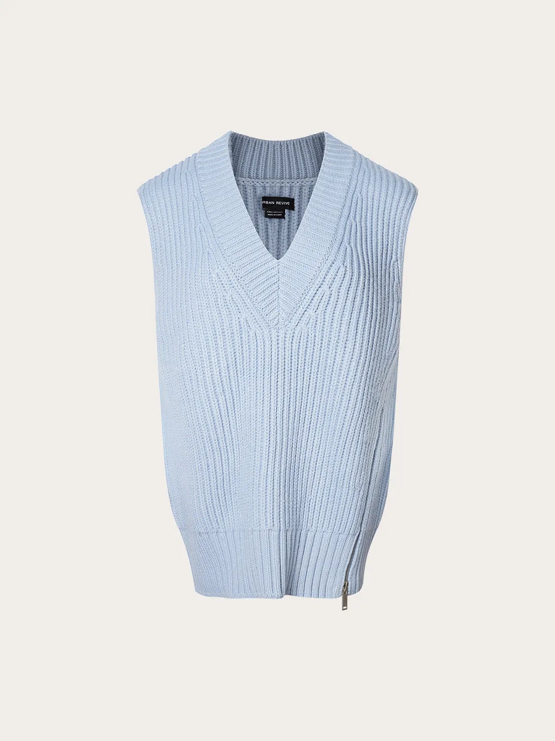Loose V-Neck Knitted Vest