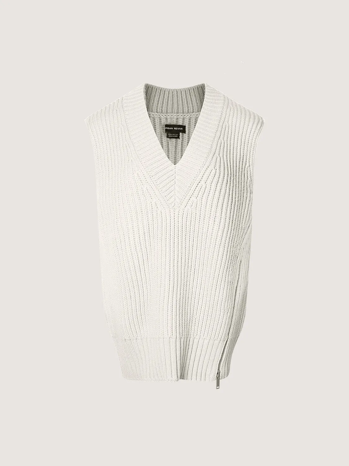 Loose V-Neck Knitted Vest