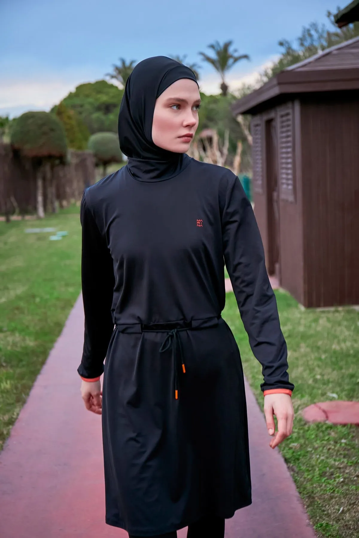 Lycra Black Burkini Modest Swimwear M2478