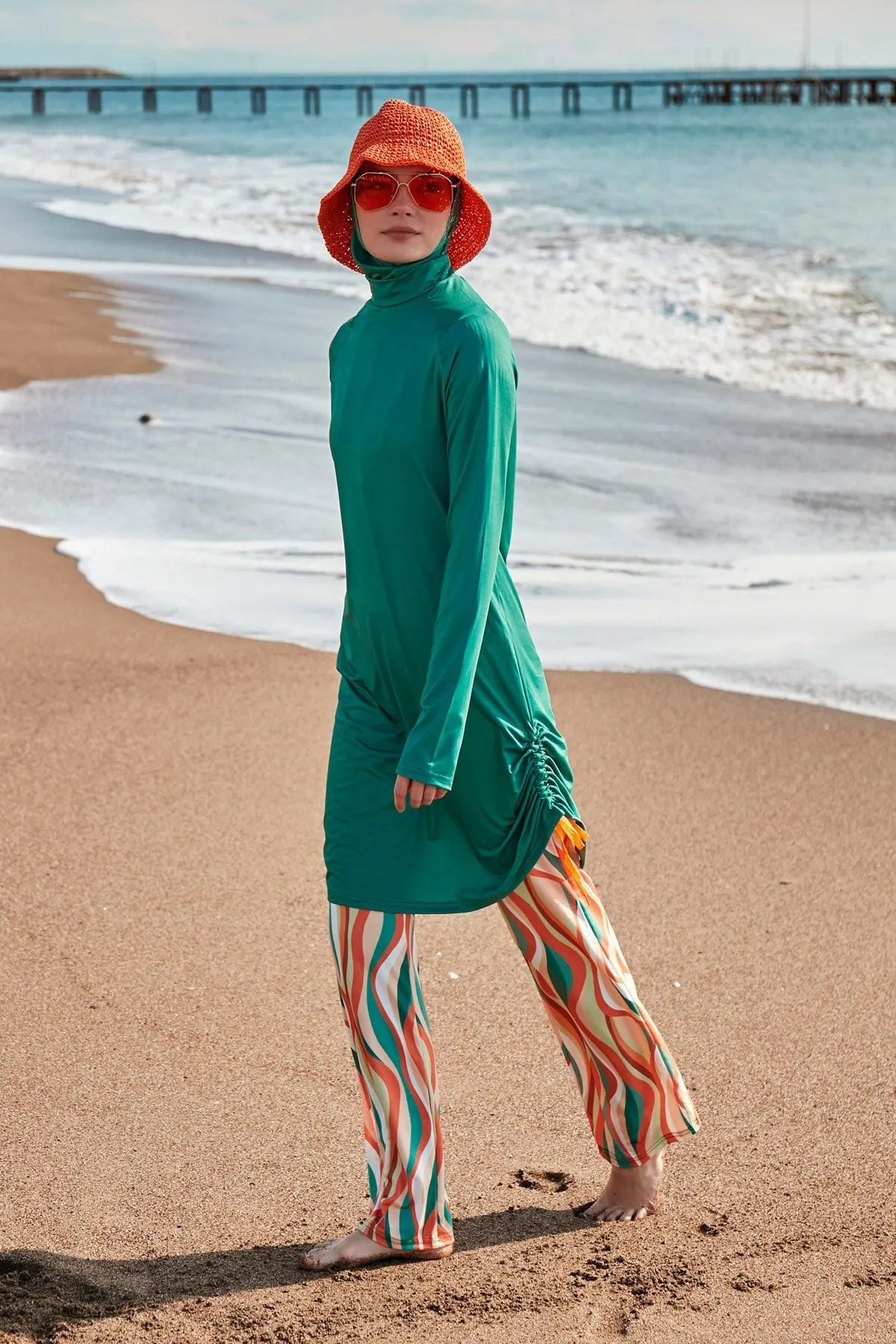 Lycra Green Burkini Modest Swimwear M2493