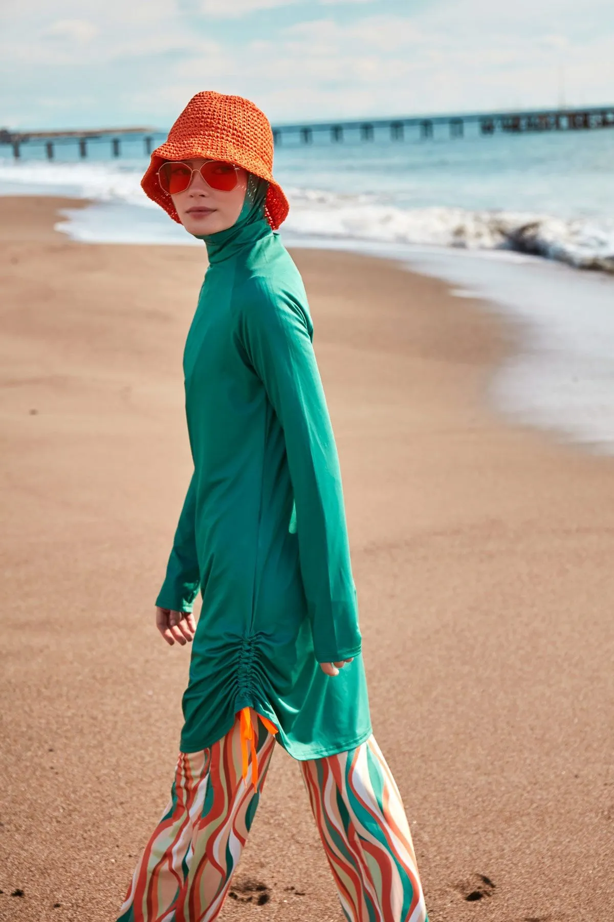 Lycra Green Burkini Modest Swimwear M2493