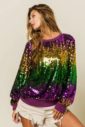 Mardi Gras Sequin Pullover
