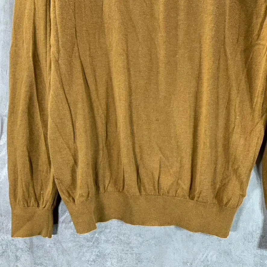 MASSIMO DUTTI Men's Tan Cotton Silk Crewneck Pullover Lightweight Sweater SZ M