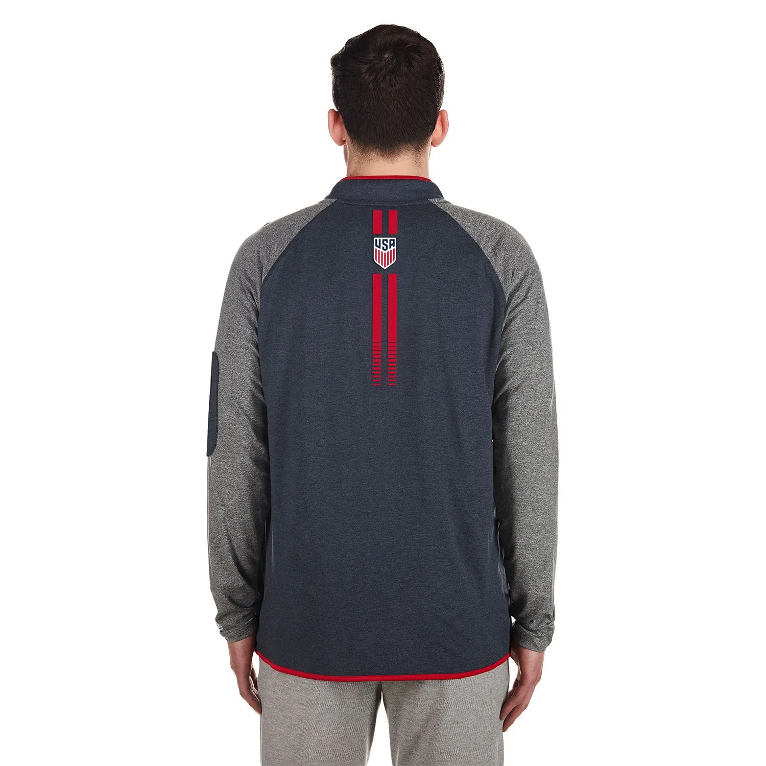 Men's New Era USMNT 1/4 Zip Navy/Grey Pullover
