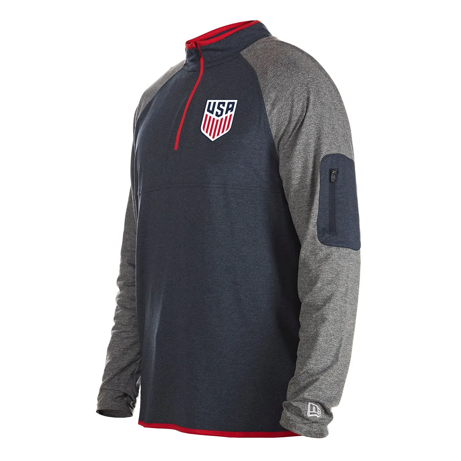 Men's New Era USMNT 1/4 Zip Navy/Grey Pullover