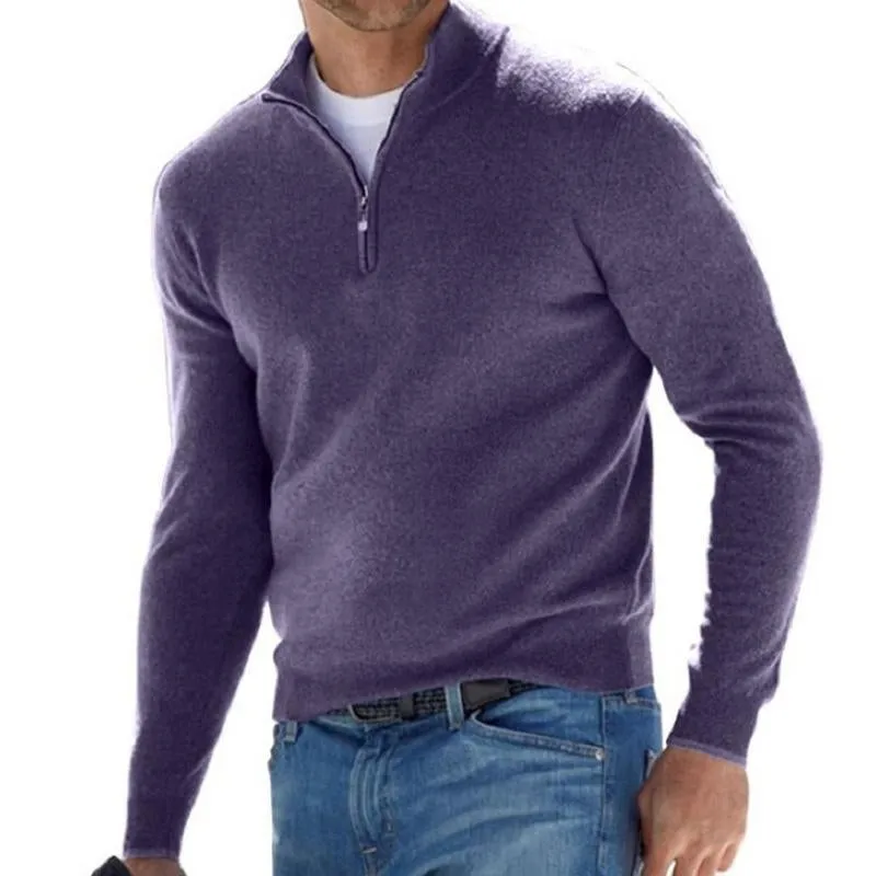 Men's Solid Color Zip Pullover Sweater 80501121X