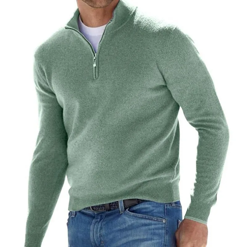 Men's Solid Color Zip Pullover Sweater 80501121X