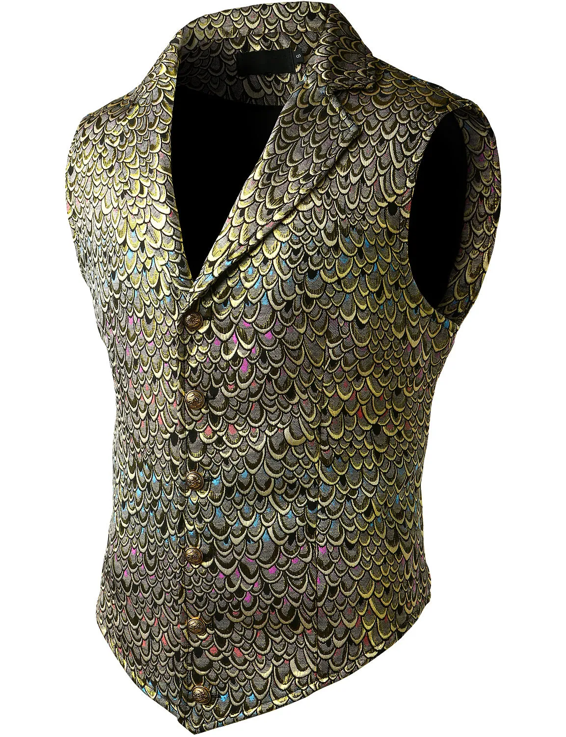 Mens Victorian Suit Vest Steampunk Gothic Waistcoat Golden Vest