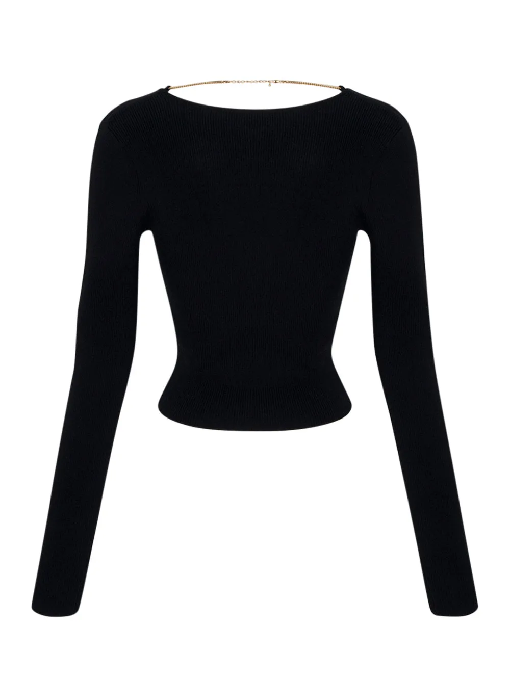Merino Wool V Neck Pullover With Logo Nameplate (Black)