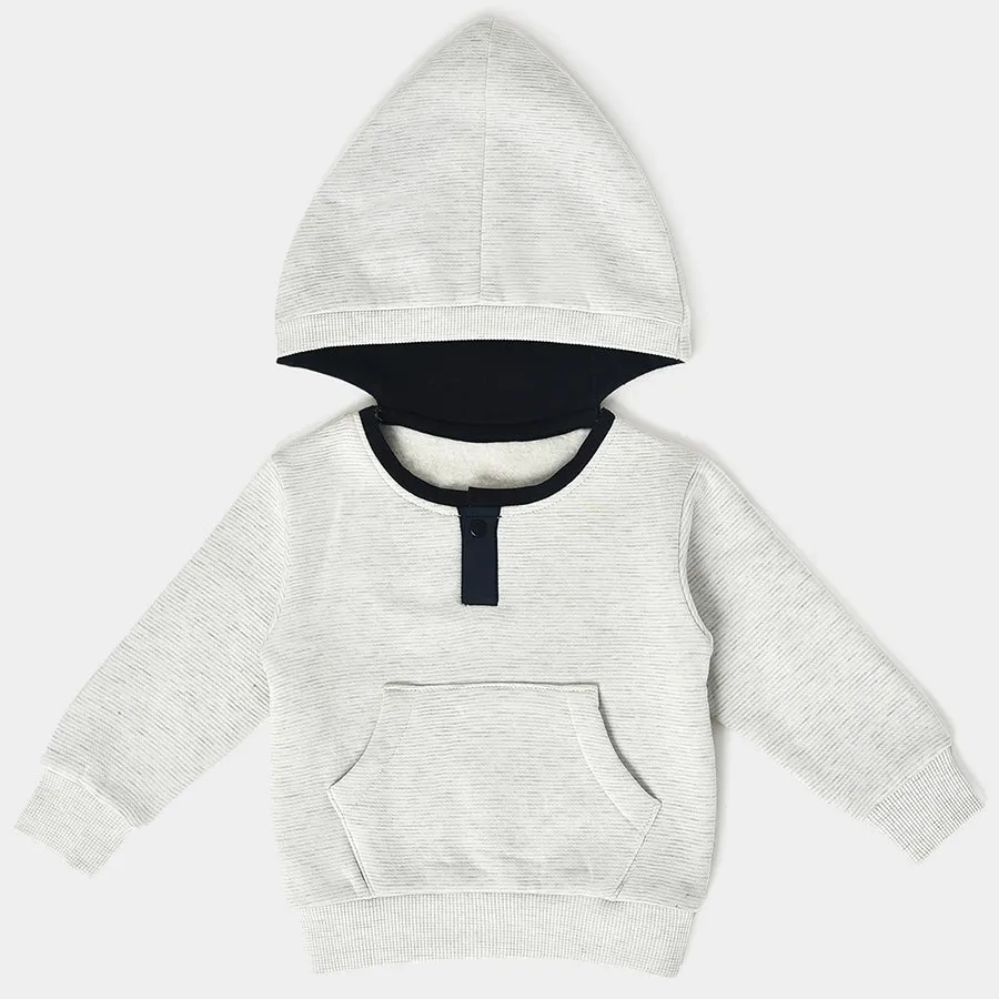 Misty White Hooded Pullover Sweatshirt