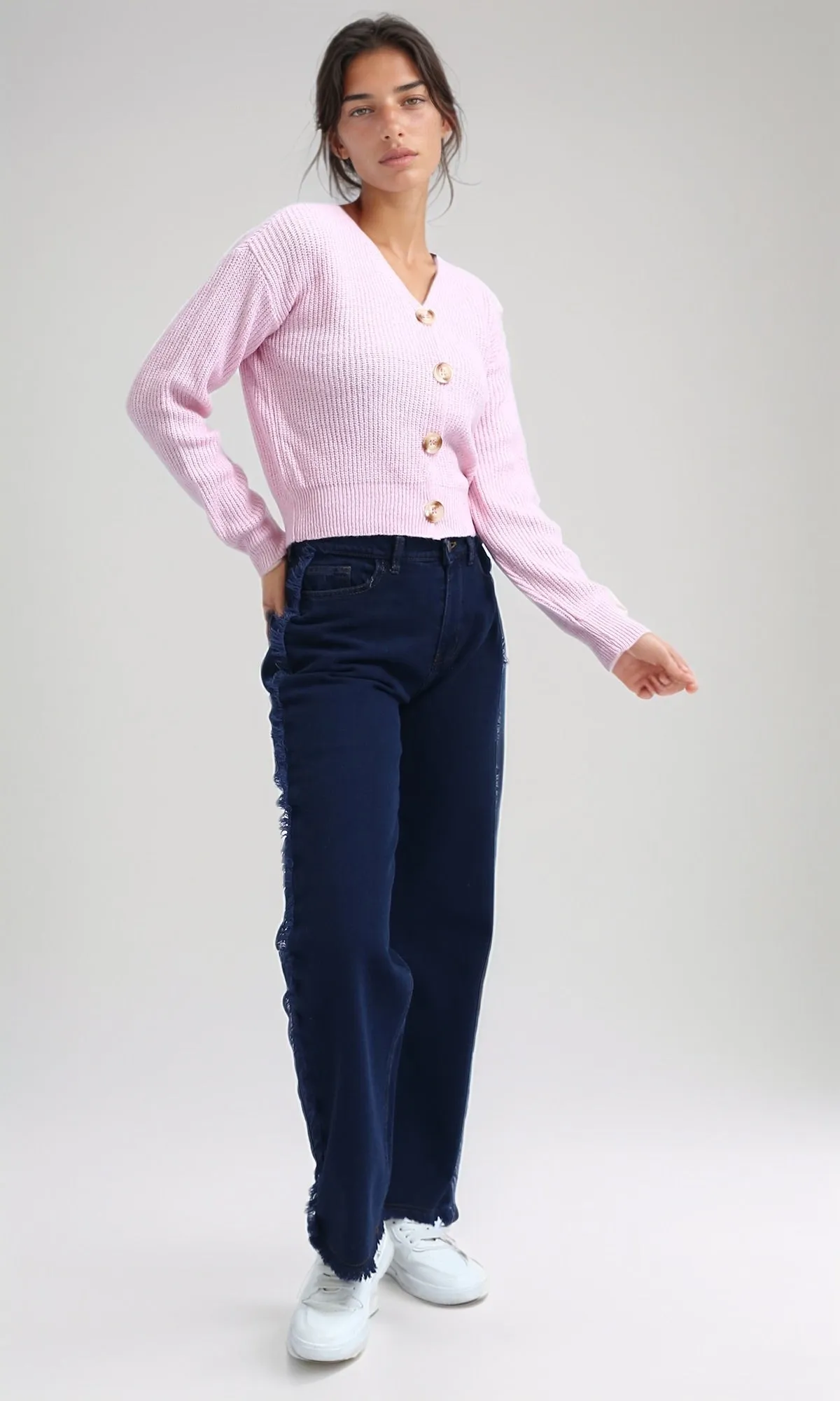 O198714 Winter Long Sleeves Short Cardigan - Rose