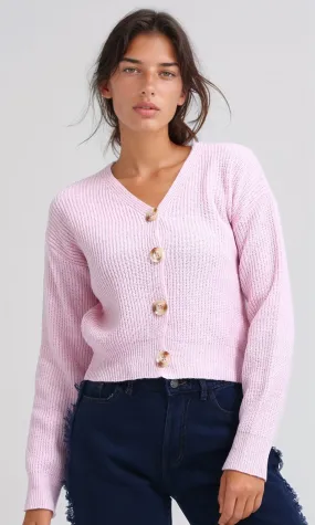 O198714 Winter Long Sleeves Short Cardigan - Rose
