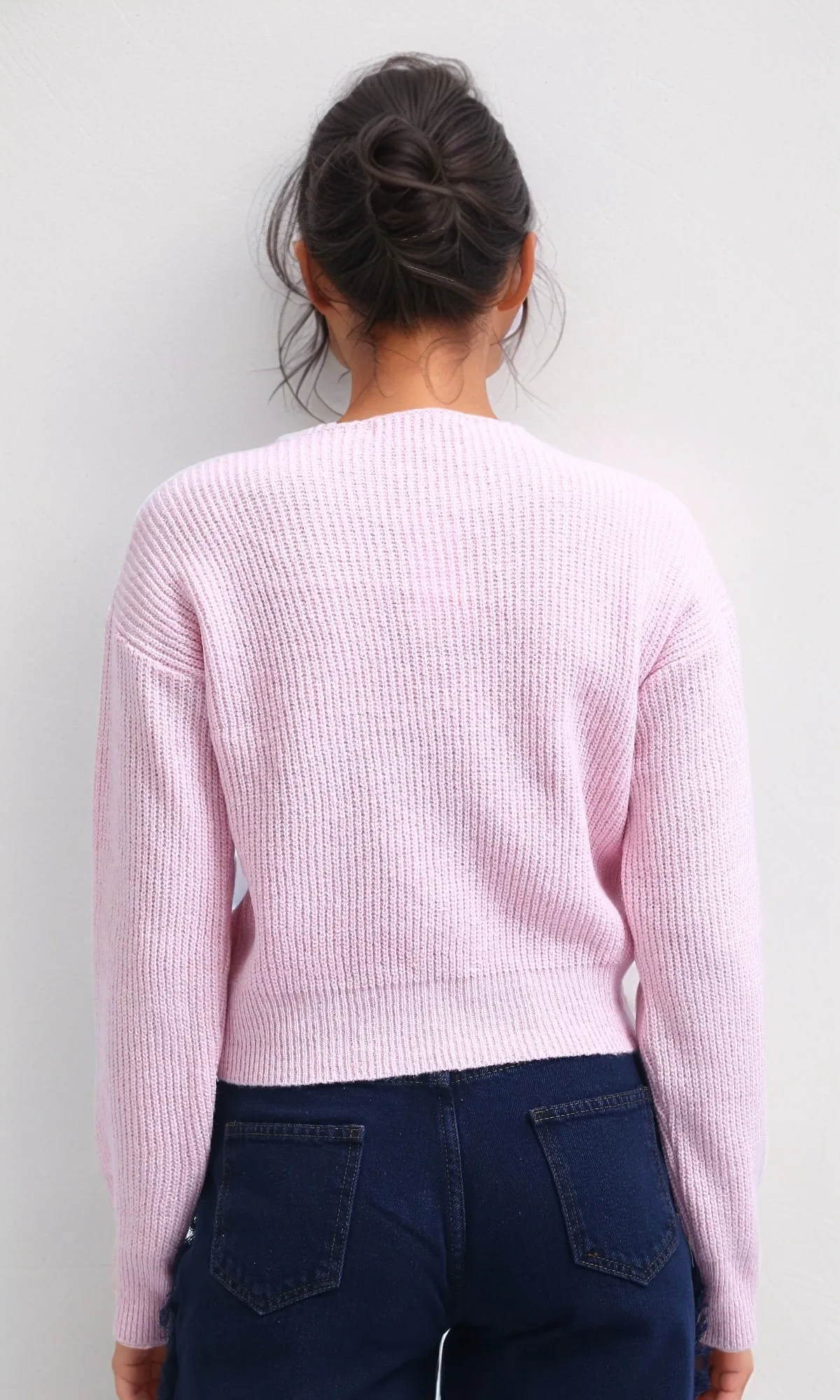 O198714 Winter Long Sleeves Short Cardigan - Rose