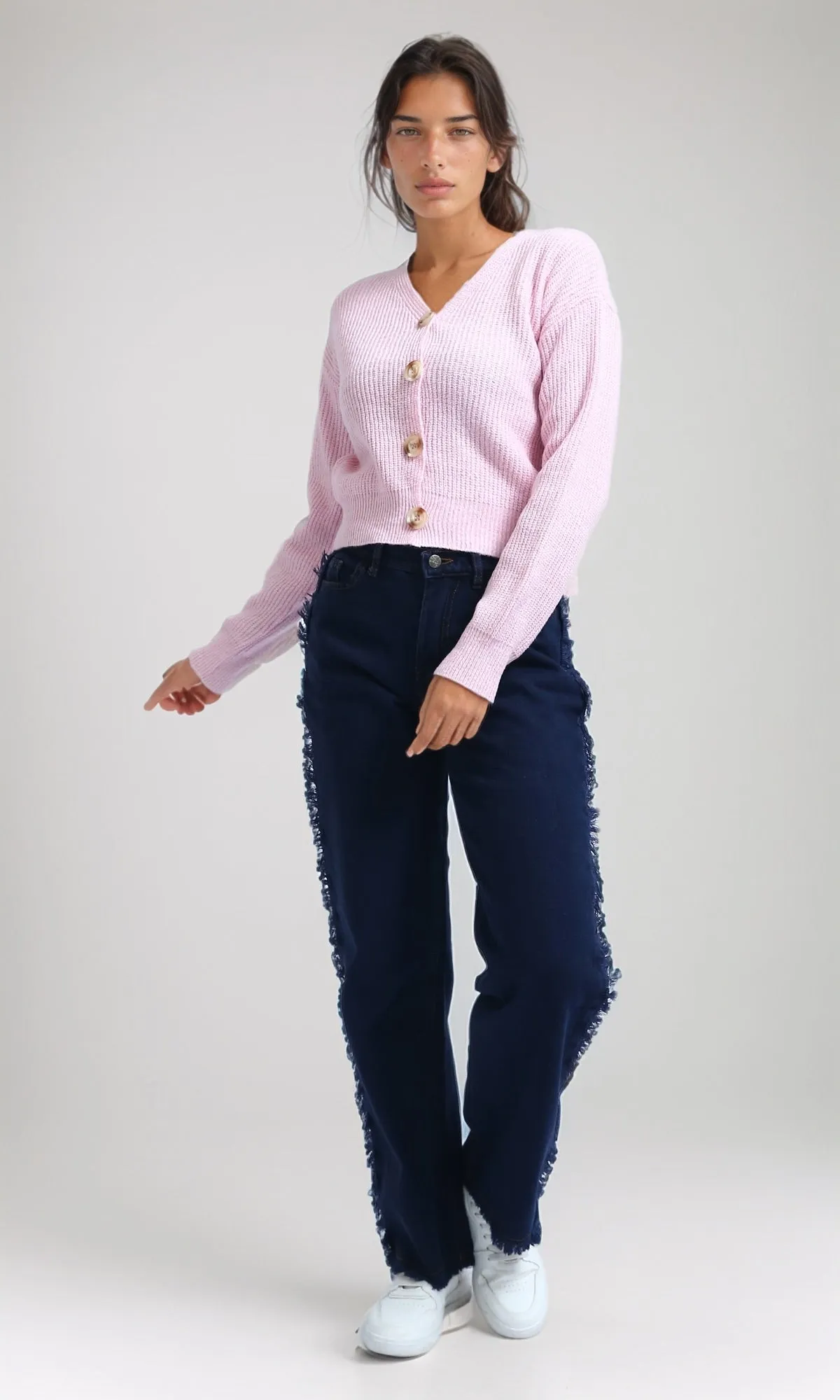 O198714 Winter Long Sleeves Short Cardigan - Rose